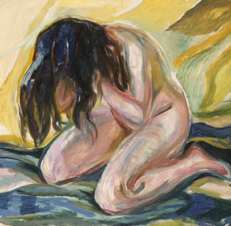 'Desnudo femenino de rodillas', 1919, Edvard Munch
